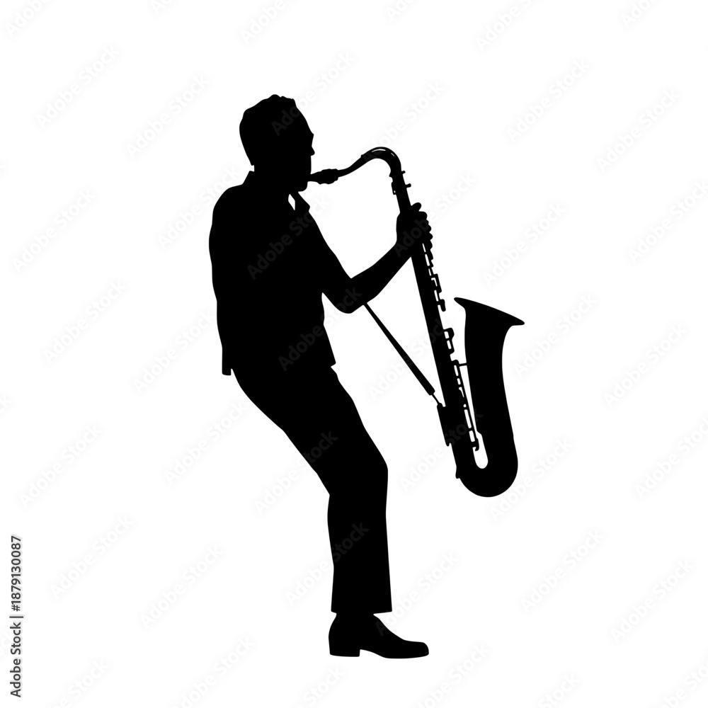 Naklejka premium Jazz Saxophone Player Silhouette