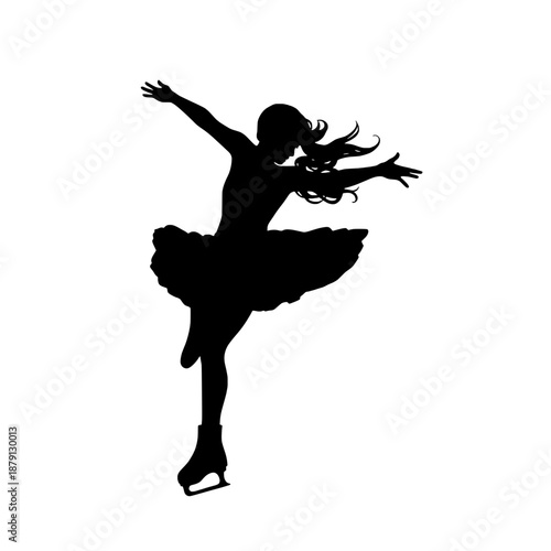 Ice Skater Expressive Spiral Silhouette