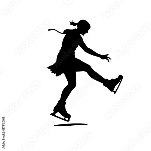 Ice Skater Catch Foot Spiral Silhouette