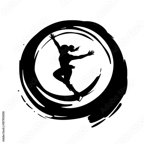 Ice Skater Dynamic Spiral Silhouette