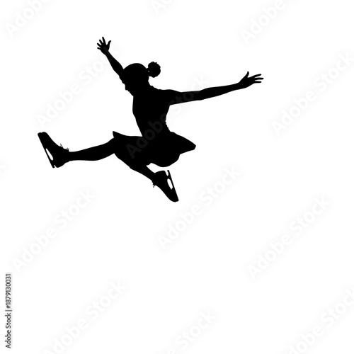 Ice Skater Silhouette Leaping Spin
