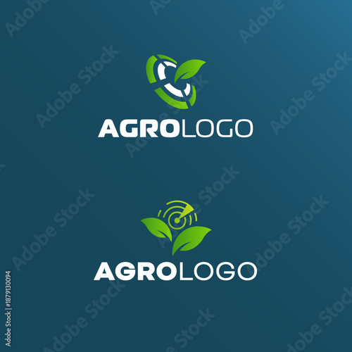 Agro Business Logo with Leaves and Target – Vector Design