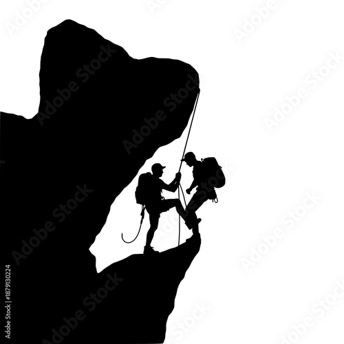 Pair of Rock Climbers Silhouettes