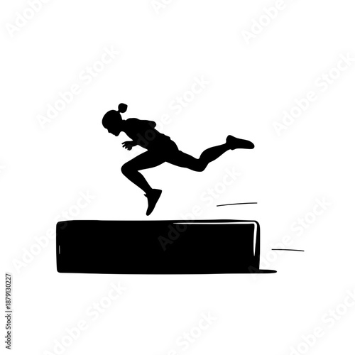 Parkour Runner Vaulting Obstacle Silhouette