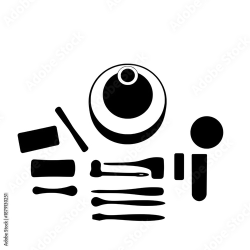 Potter's Tools and Wheel Silhouette