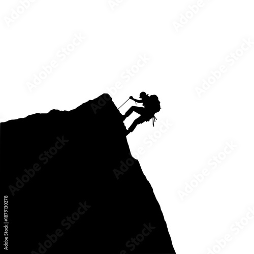 Rock Climber Silhouette Low Angle View