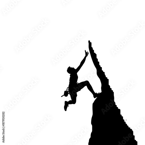 Rock Climber Silhouette: Full Extension Reach