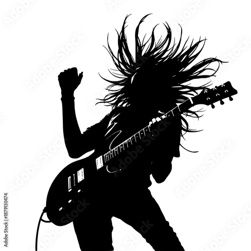 Silhouette of Headbanging Electric Guitarist