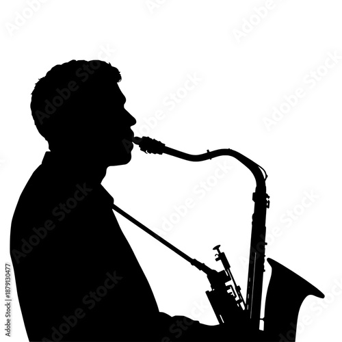 Silhouette of Saxophone Player Soloing