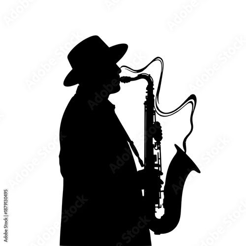 Silhouette of Saxophone Player with Smoke