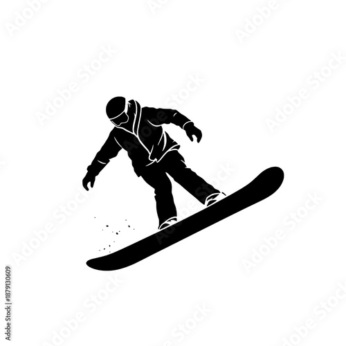 Snowboarder Carving Downhill Silhouette