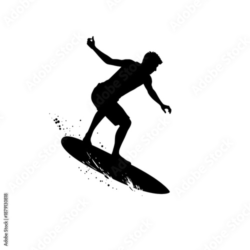 Surfer Performing Air Trick Silhouette
