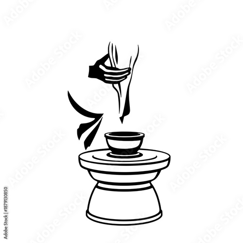 Throwing Clay on a Pottery Wheel Silhouette