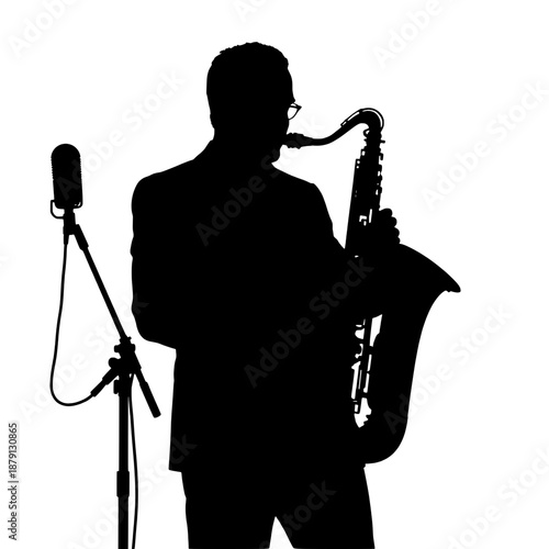 Vintage Jazz Saxophone Player Silhouette