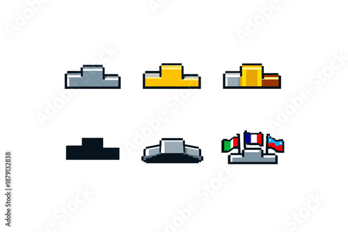 Pixel art podiums for sports victory and competition