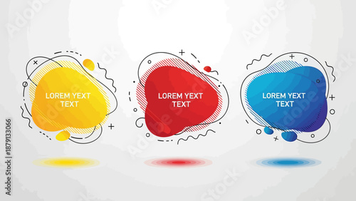 Colorful abstract shapes with text placeholders for design and branding purposes online