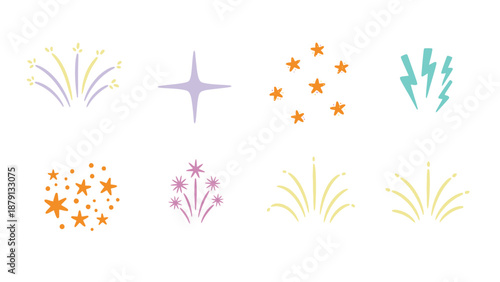 Colorful starburst and sparkler illustrations for celebrations and magic