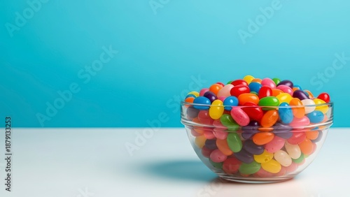 Colorful Candy in Glass Bowl on Table.