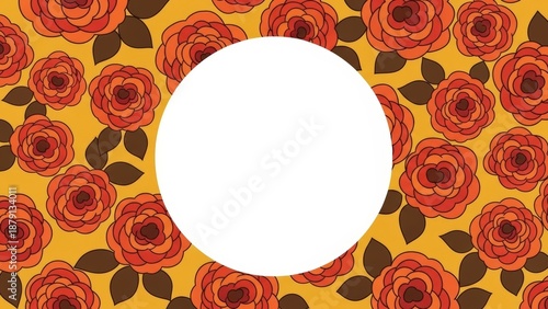 White Circle on Floral Background Pattern.