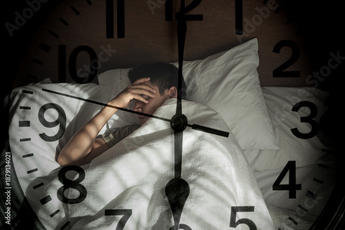 Insomnia and Sleepless Night Under Time Pressure, Sleep Deprivation and Stress Clock Concept
