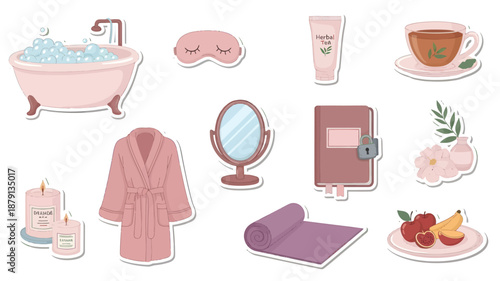 Self Love and Wellness Icons - Cute Spa and Galentine Sticker Collection