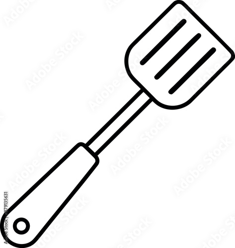 Flat Slotted Spatula Icon with Hanging Hole Outline