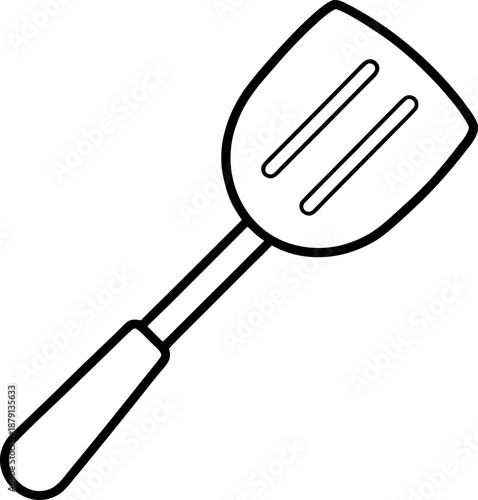 Kitchen Spatula Icon with Slotted Blade Outline