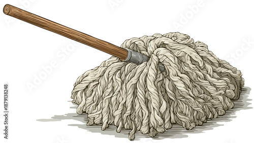 Professional Mop Clipart Vector with Outline for Illustrations