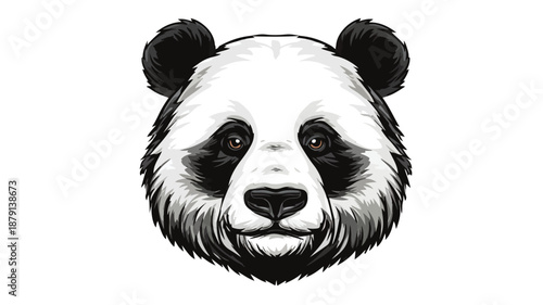 Professional Panda Head Mascot Vector Illustration with Outline Isolated on White Background