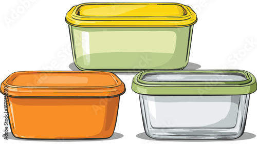 Plastic Food Containers Clipart Vector Art and Illustration for Professional Design Projects