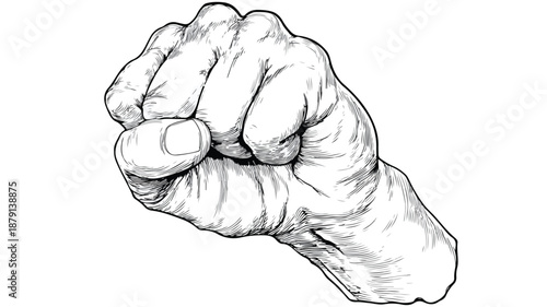 Empowering Fist Line Art Design Vector Illustration