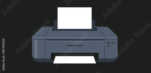 A modern printer in action, printing a document, office, equipment, technology, device