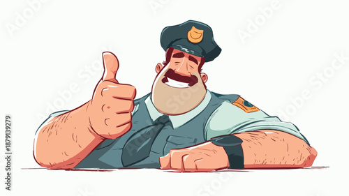 Professional Security Guard Giving Thumbs Up in Cartoon Vector Illustration
