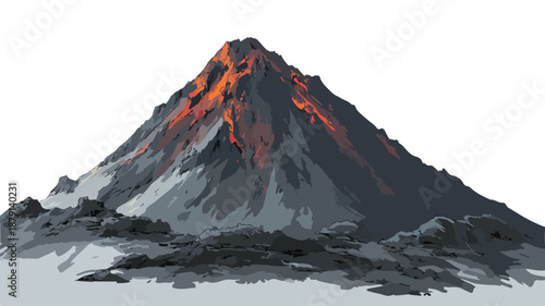 Stunning Volcanic Mountain Landscape Vector Illustration for Creative Projects