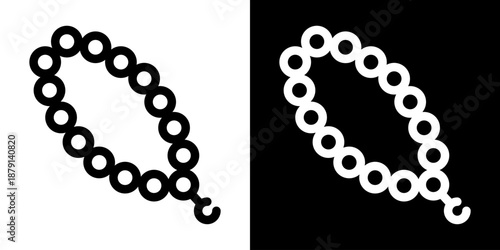 Outline icon of prayer beads tasbih. Clean vector pictogram representing prayer, faith and spirituality. Minimal black and white contour illustration