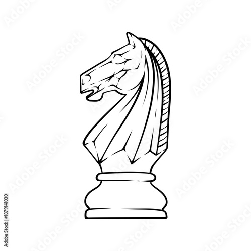 chess horse vector line art drawing illustration