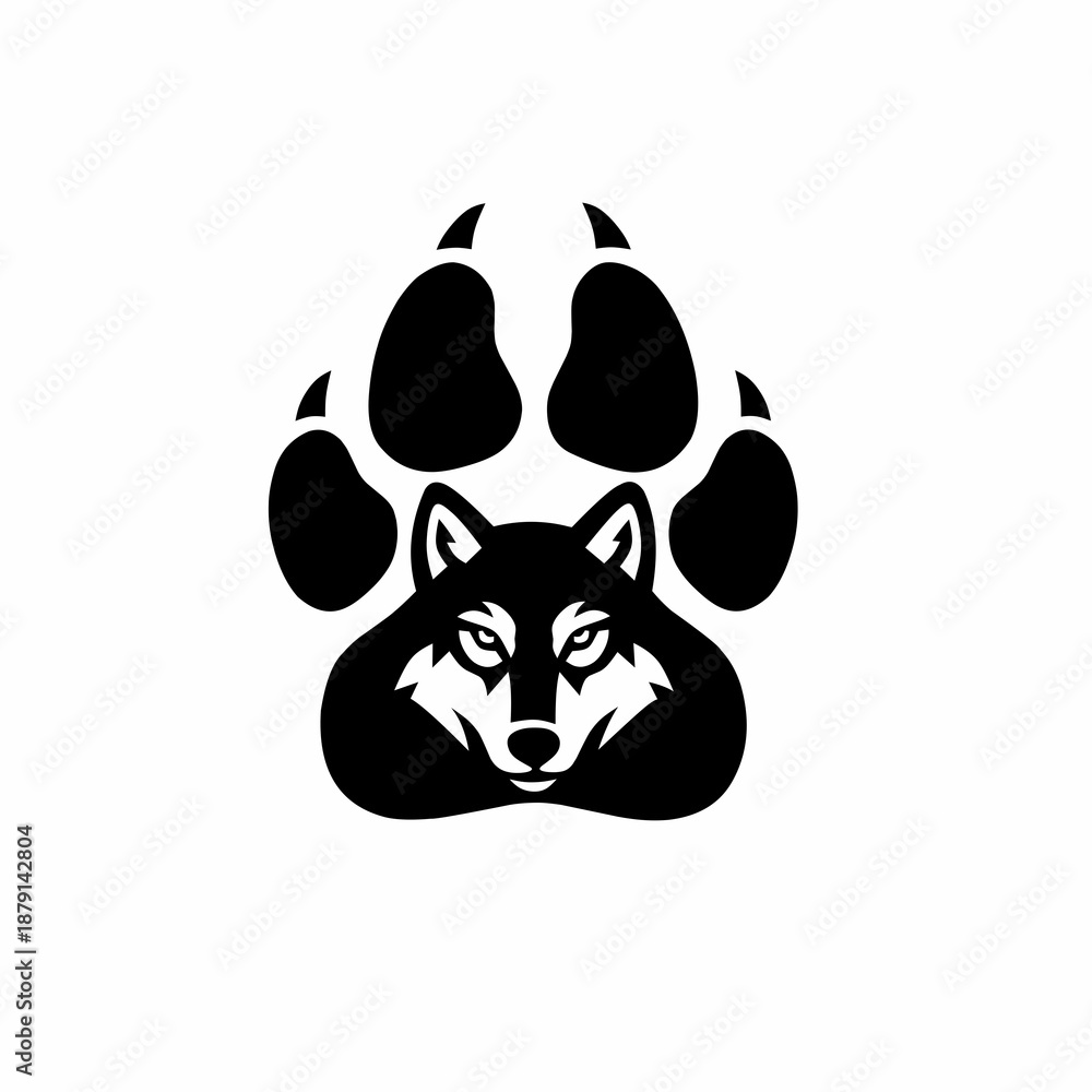 Fototapeta premium Wolf footprint vector logo 