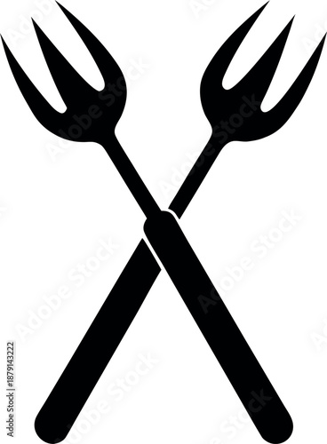 Crossed Forks Icon for Barbecue and Grilling Tools