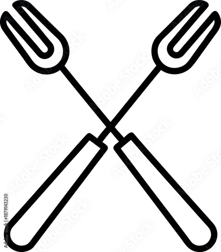 Crossed Fondue Forks Icon for Culinary and Dining Themes