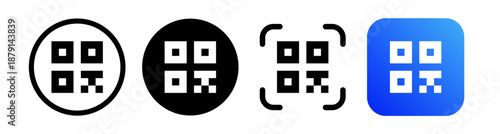 Qr code set isolated on background for mobile payment and identity, city transport rental, UI UX design element, web pictogram, mobile app, promo tag