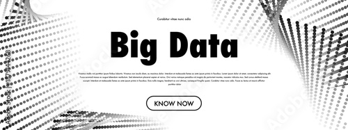 Big data banner flowing particles wave dot liquid for presentation, infographic, connection energy transfer, web site, poster