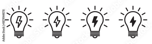 Idea Light Bulb Icons Set for Innovation and Creative Design