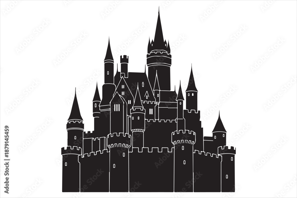 Fototapeta premium Majestic castle silhouette Vector