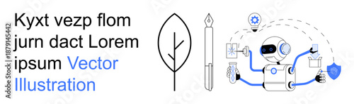 Technology automation, AI-driven tools, sustainability, robotic processes, task management, innovation. A robot displaying multi-tasking abilities alongside eco-friendly icons. AI-driven tools
