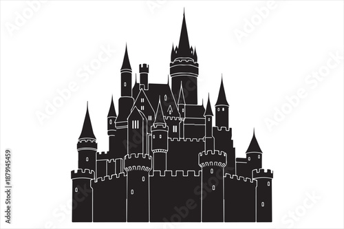 Majestic castle silhouette Vector