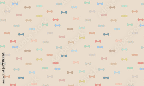 モダンでカラフルなリボンの模様が並ぶベージュの背景