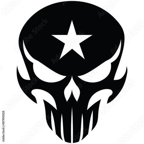 Vector Art Bold Skull with Pentacle Geometry Design for Tattoos and Logos