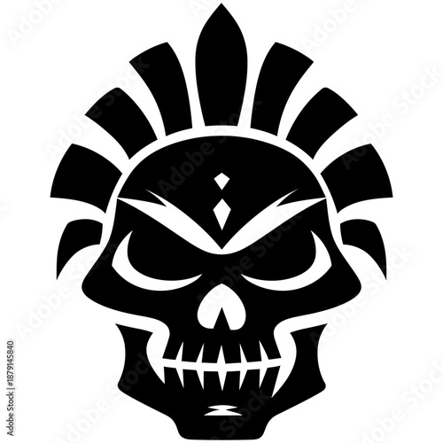 Vector Art Skull with Esoteric Altar Design for Tattoo Emblem or Logo High Contrast Black and White