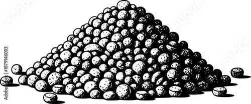 Fish food supply pile with granular texture for healthy growth and aquarium maintenance – Black Vector Illustration