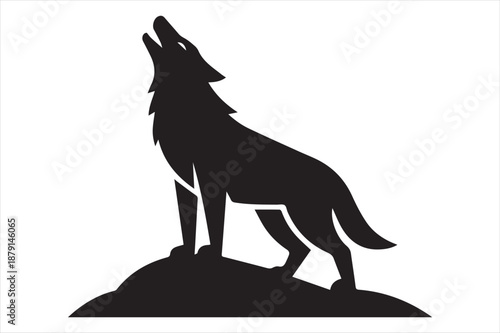 Wolf howling on hill Vector